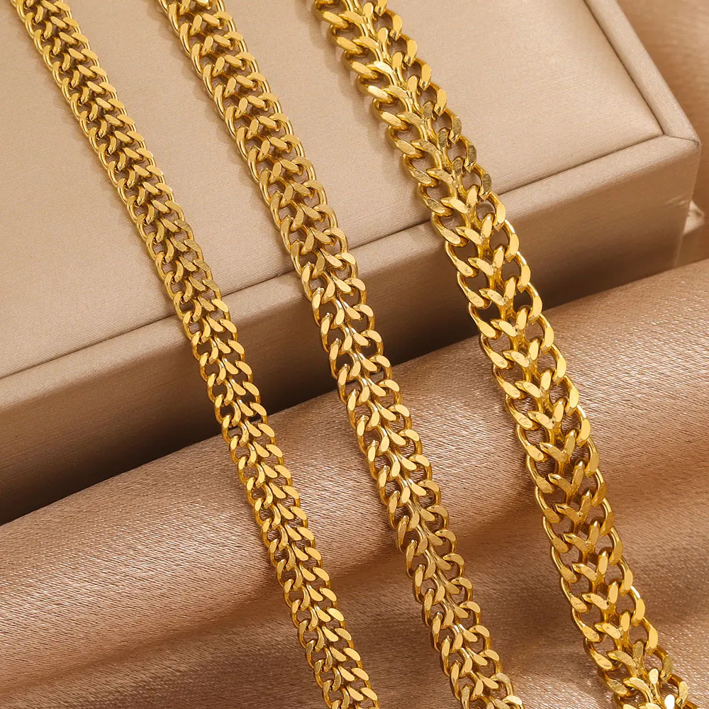 1meter Two-chain Stainless Steel Cuban Flat Chains For Jewelry Making Necklace Bracelet Making Supplies DIY Chain Accessories
