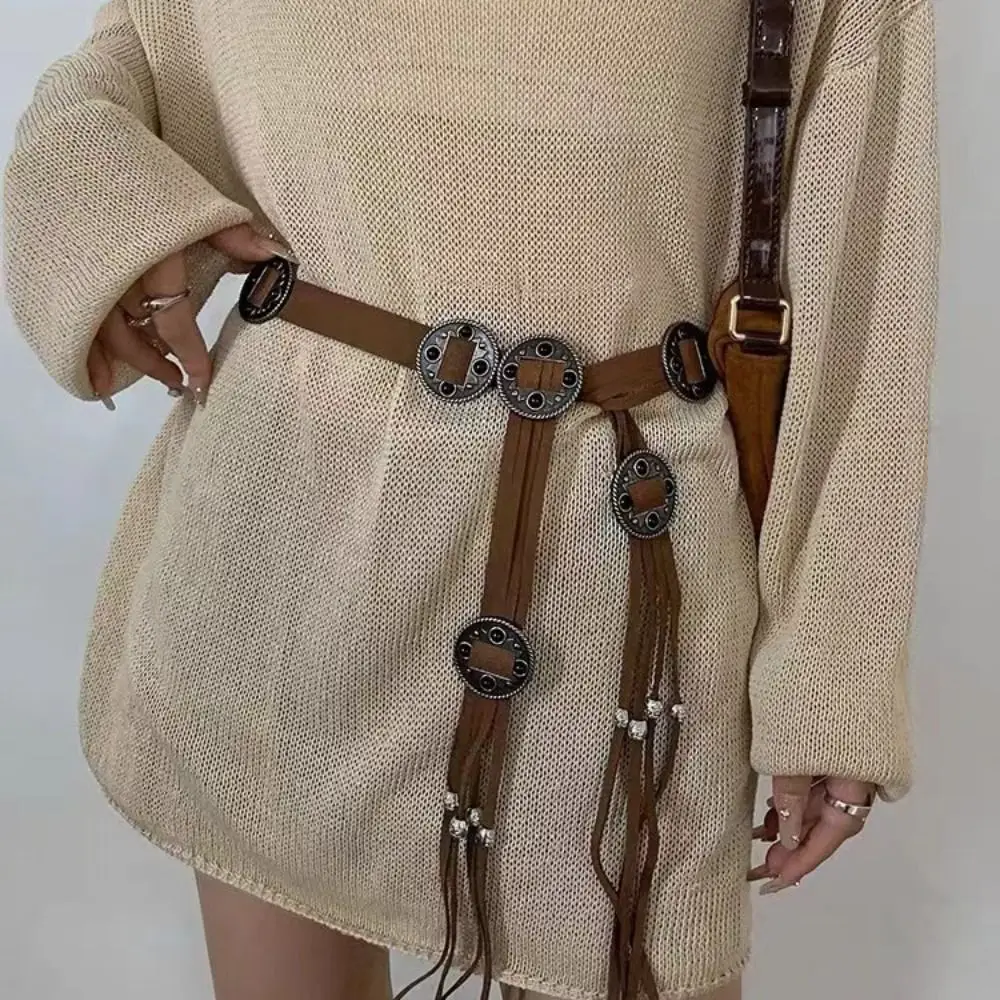 Damenmode Bohemian Krawatte Seil Taillengürtel Vintage Vielseitiger Punk Bund Luxus Design Hüftgurt