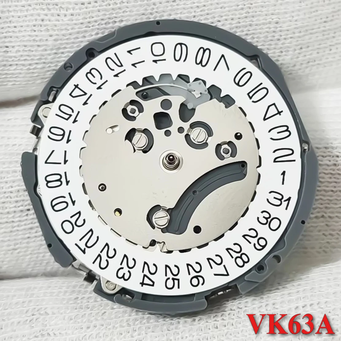 VK63A Хронограф Кварцевый механизм с батареей Оригинальный механизм VK63 VK61A VK67A Мод Замените механизм 24-часовой 3-часовой