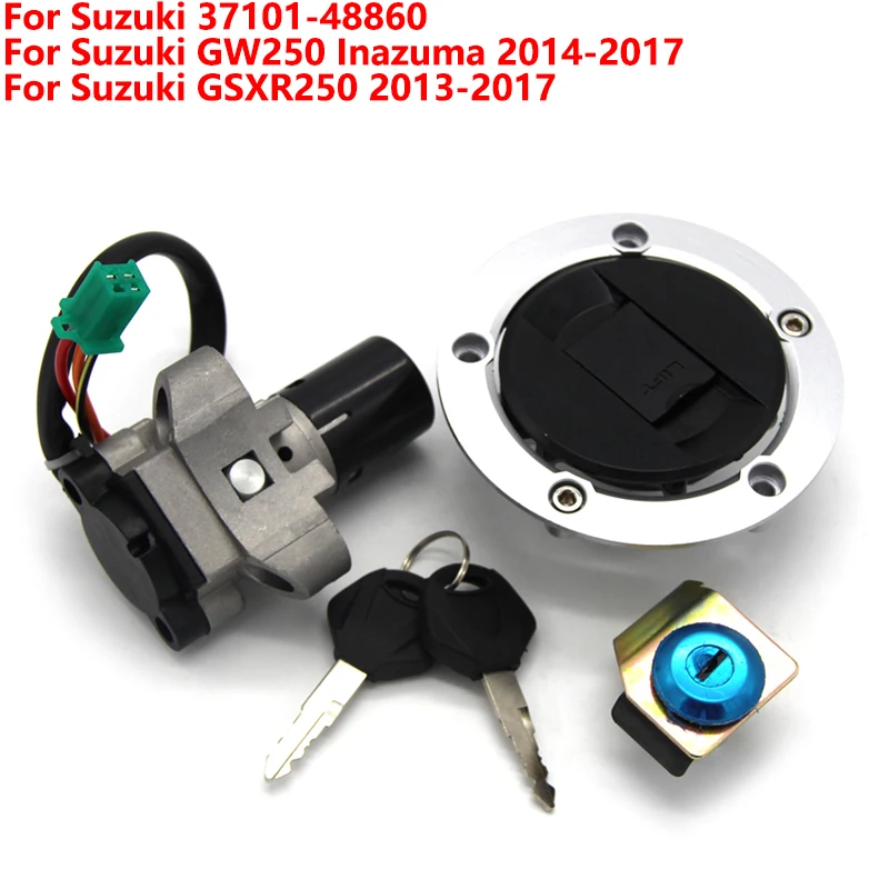 Para Suzuki GW250 Inazuma 250 GW 250 GSXR250 GSXR 250 2013 2014 2015 2016 OEM: 2017 37101-48860 Juego de bloqueo de tapa de tanque de combustible