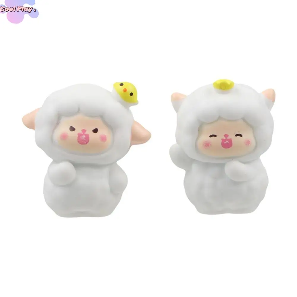 

Cartoon Cute Lamb Resin Decor Miniatures Creative White Sheep Ornaments Kawaii White Sheep Statue Decoration DIY Cake Decor