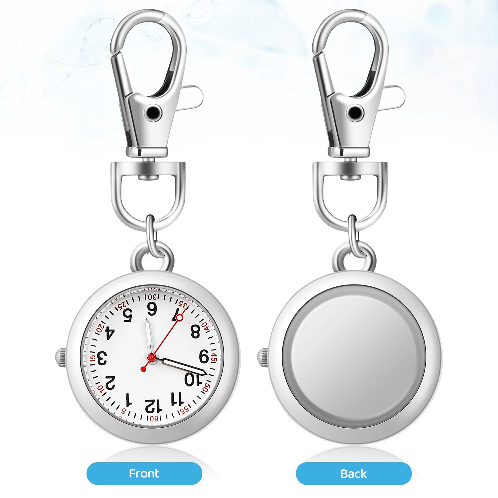 

2 pcs Stainless Nurse Watches Seconds Clip on Keychain Portable Pocket Watch for Women Nurse Watch With Seconds Gifts
