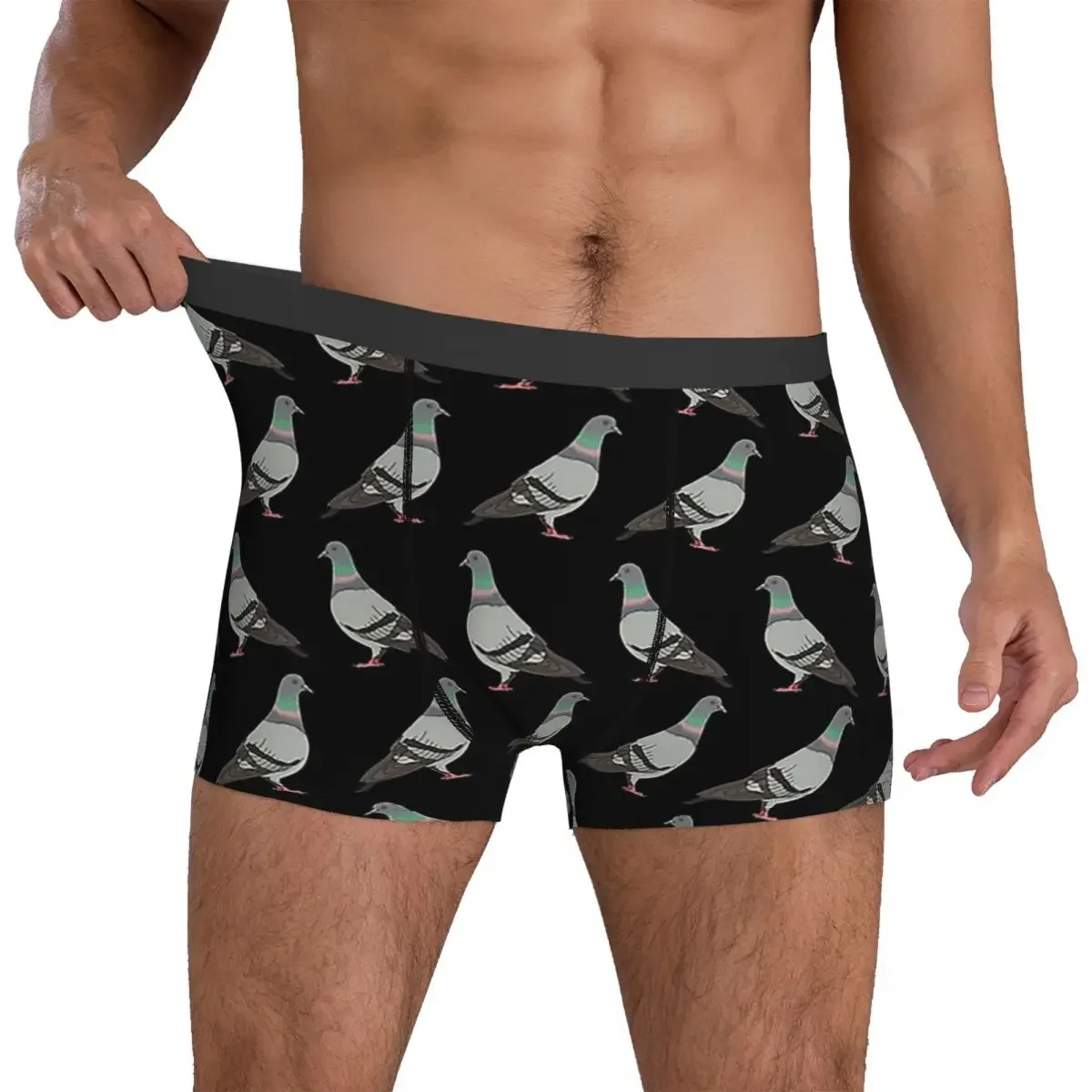 Calzoncillos bóxer para hombre, ropa interior suave de fondo negro, ideal como regalo para novio, Pigeon Walk 2020