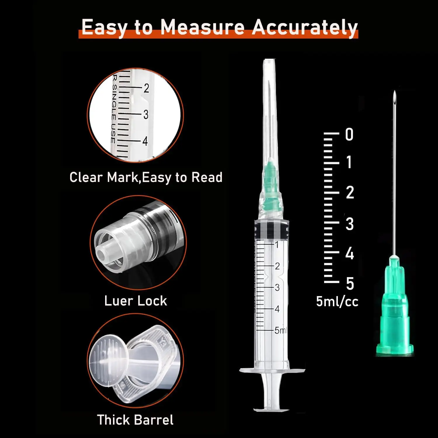 5ml Luer Lock Syringe, Suitable for Pets and Farm Animals, Industrial Use, Laboratory Dispensing, Crafts, DIY Clothing Supplies, Nail Art, Rhinestone Application, Laboratory Dispensing, Industrial Feeding, Pet Feeding, Multi-Purpose, Scientific Laboratories, Plant Irrigation, Aquarium Water Change Syringe view 6