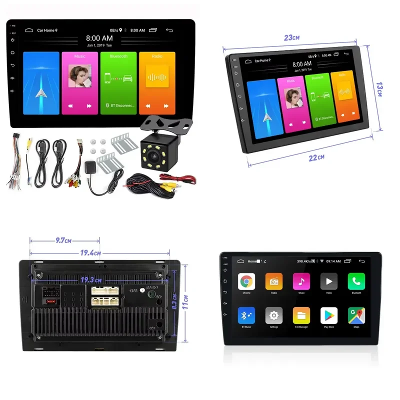 for 2 Din Android Car Radio 9 Inch 2.5D Touch Screen GPS Navigation BT WIFI Mirror Link Multimedia Player Stereo