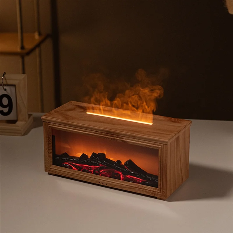 A69M-Aromatherapy Diffuser Simulation Fireplace With Dynamic Flame Effect Colorful Aromatherapy Diffuser For Home & Office