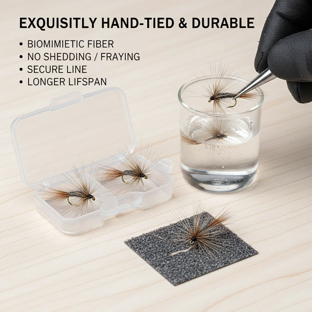 10 Stück Adams Dry Fly Fishing Flies, handgebundene, realistische Insektenimitationsköder mit Haken aus Kohlenstoffstahl, für Süßwasser geeignet. – Detail 2