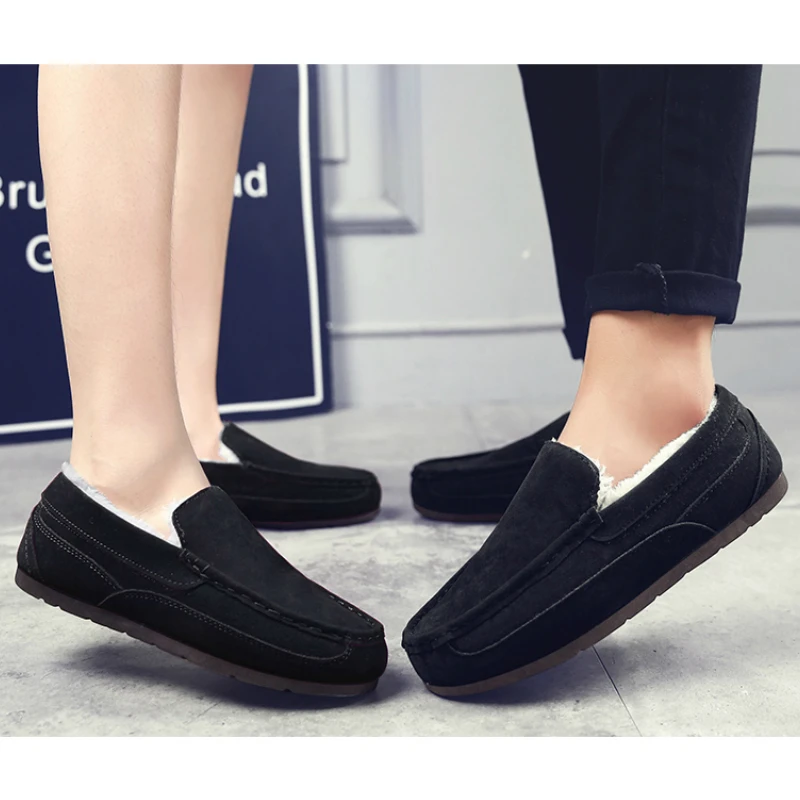 Winter Men Plush Warm Shoes Zapatos De Hombre Fashion Sneakers Man Casual Loafers Europe Brand Design Slip-on Flock Best Sellers