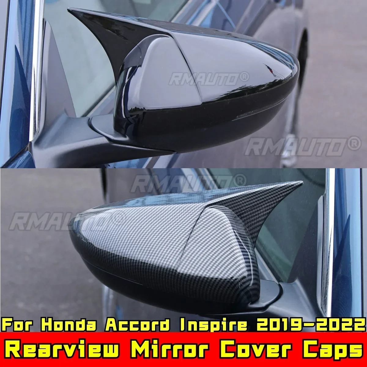 Inspire Rearview Mirror Cover Caps Matte Black Wing Mirror Caps Body Kit For Honda Accord Inspire 2019-2022 Car Accessories