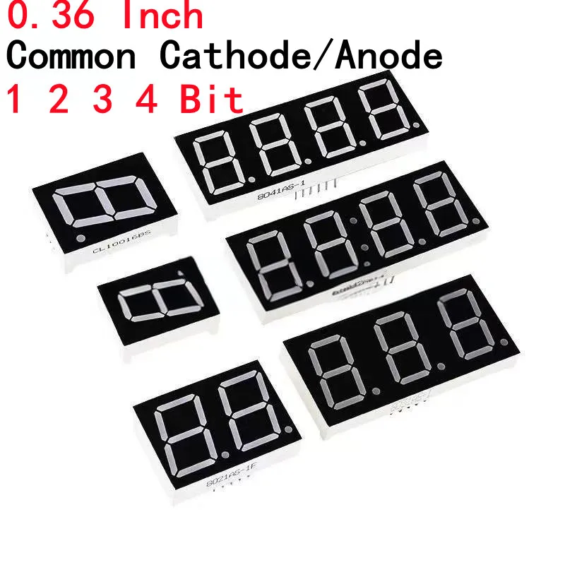 10 pz 0.36 pollici 1/2/3/4 cifre display A LED segmenti LED 7 catodo comune/anodo display a led rosso ad alta luminosità 4 cifre