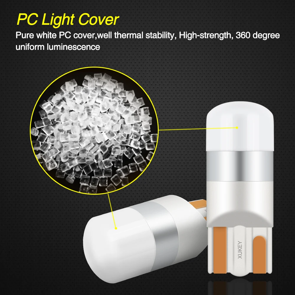 Xukey 2pcs T10 W5W 194 168 Car Led Clearance Side Lights CANBUS No Error Interior Dome Map Tail Trunk Lamp 3030 SMD 6000K White
