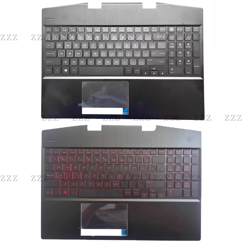 ZZ New For HP Omen 15-DH Palmrest Upper Case W/ Red Backlit Keyboard Touchpad 15.6