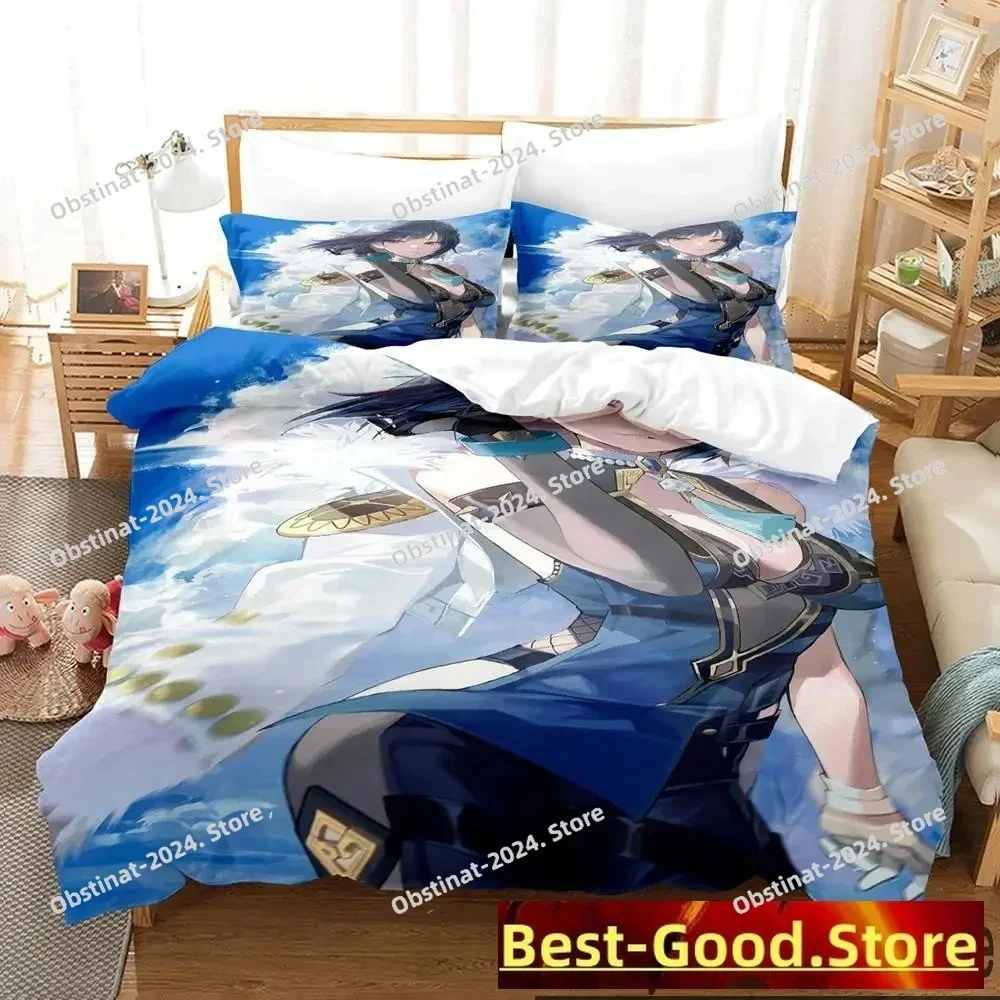 

3D Print Anime Game Yelan Genshin Impact Printed Bed Set Duvet Cover Pillowcase Bedding Set Bed Linen Sheet Quilt Cover Full