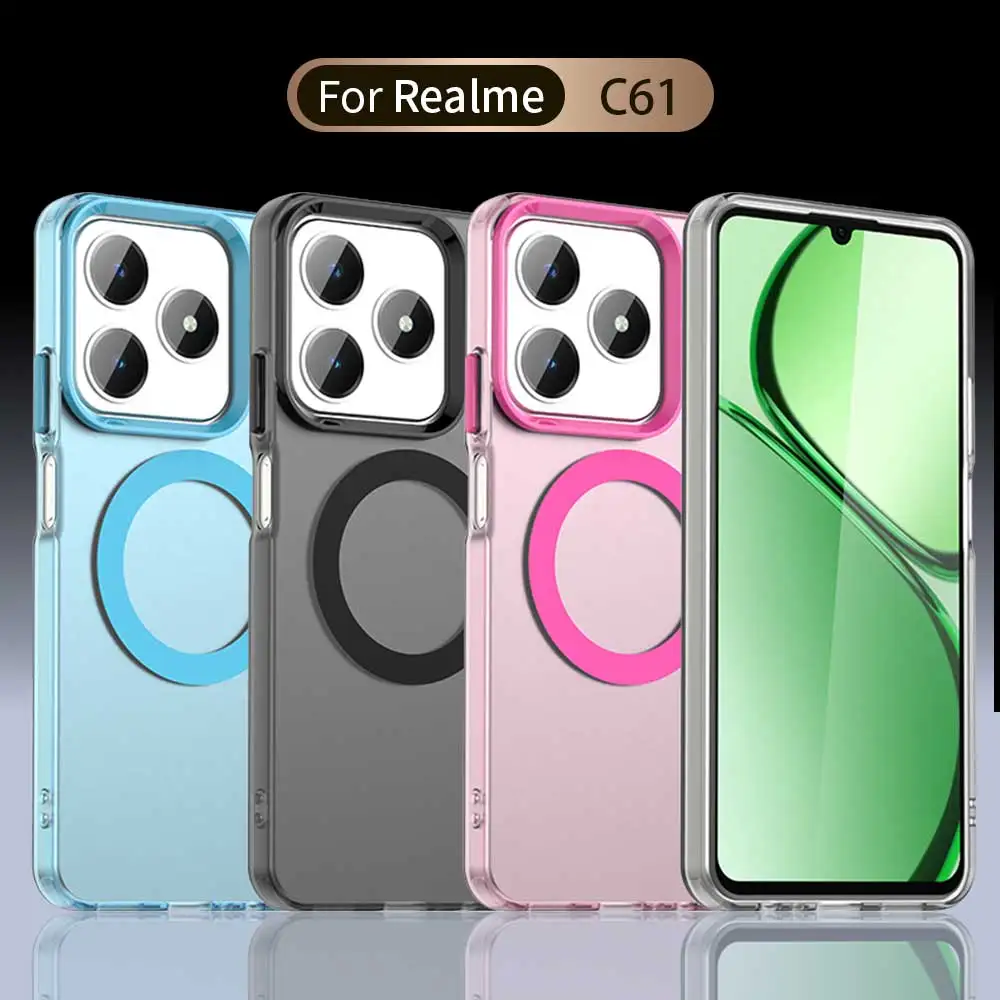 Per Magsafe Custodia per telefono opaca per Realme C61 C63 Note60 Ricarica wireless magnetica per Magsafe Realme Narzo Cover posteriore antiurto
