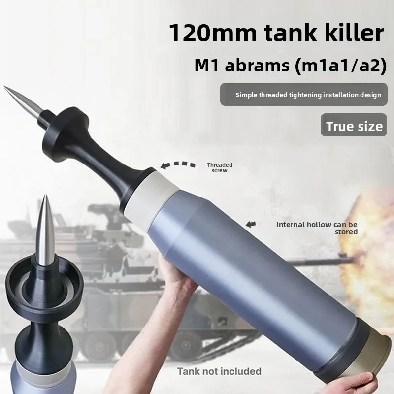 3D Printed M1 Abrams and Leopard 2 Tank 120mm Armor Piercing Shell Assembly Model, Military Fan Collectible Display Toy