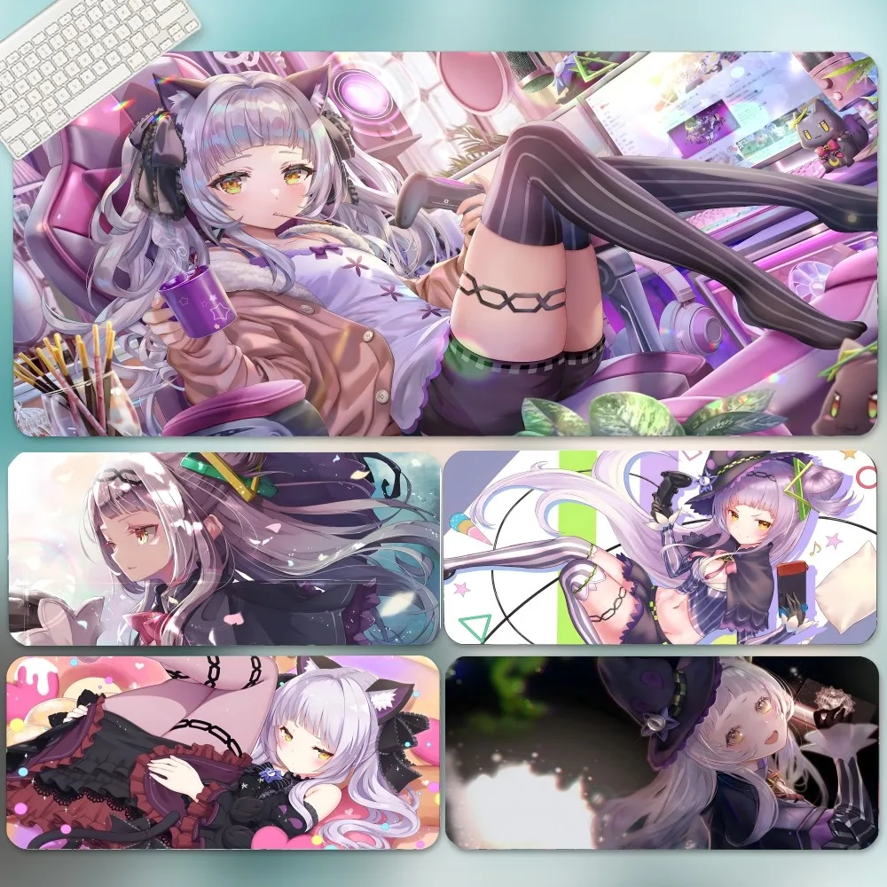 موراساكي شيون لوحة ماوس ألعاب كبيرة ، لوحة ماوس هولوليف VTuber ، قفل ، لوحة مفاتيح كمبيوتر ، حصيرة طاولة