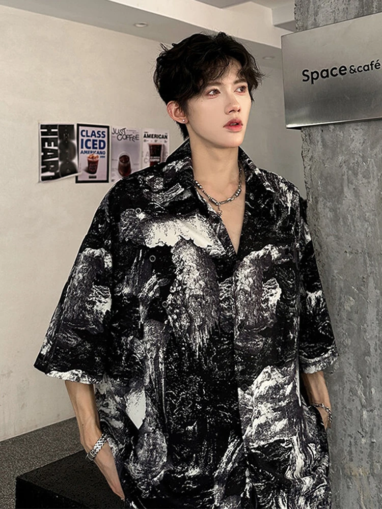 

Men's Tie Dye Ice Silk ort Sve irt Summer Holiday Faion Urban Loose Fit Breathable Lightweight Sli Outerwear