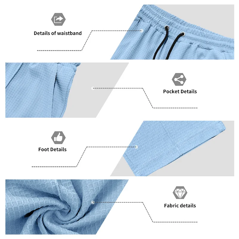 Herren-Jogginghose aus Waffelstrick mit geradem Bein, elastischem Bund und Seitentaschen – Detail 7