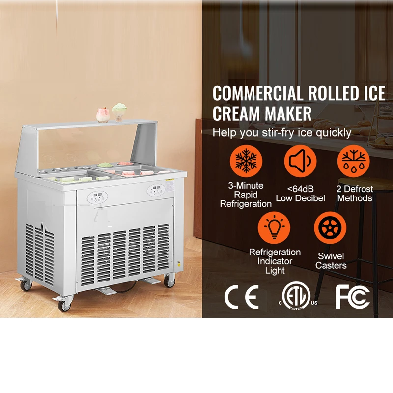 Macchina commerciale per rotoli di gelato fritto Macchina per yogurt gelato Macchina per gelato laminato