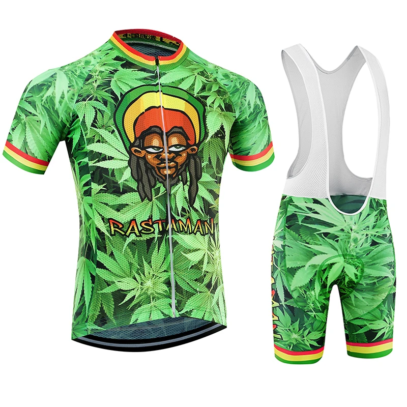 New Rastaman Men's Cycling Jersey Kit with Bibs Road Track MTB Race Cut Aero Quick Dry Italian Clothing for Weed view 3