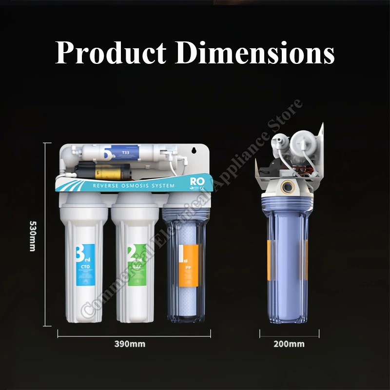 Water Filter RO Reverse Osmosis 100G Direct Drink 5-Stage Under Sink RO Pure Water Machine Home Kitchen Water Purifier