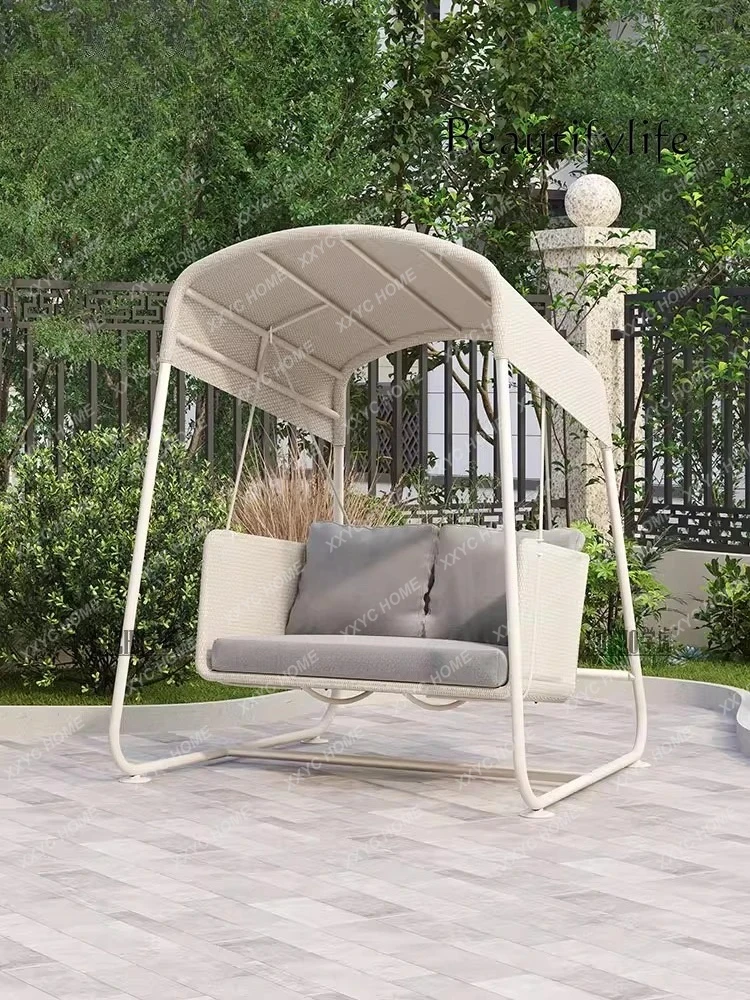 Courtyard Outdoor Swing Single Double Rocking Chair Garden Hanging Chair Outdoor Home Indoor Wrought Iron Swing