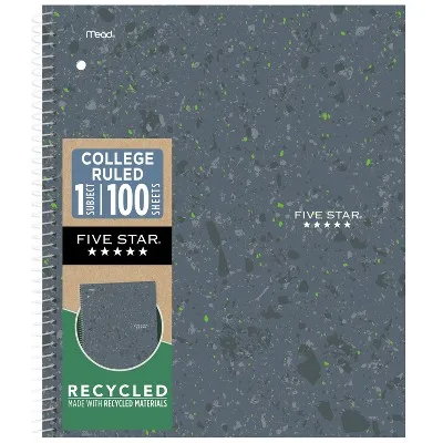 Notebooks & Writing Pads 8.5"X11" Recycled College Ruled Notebook Gray 100 Pages