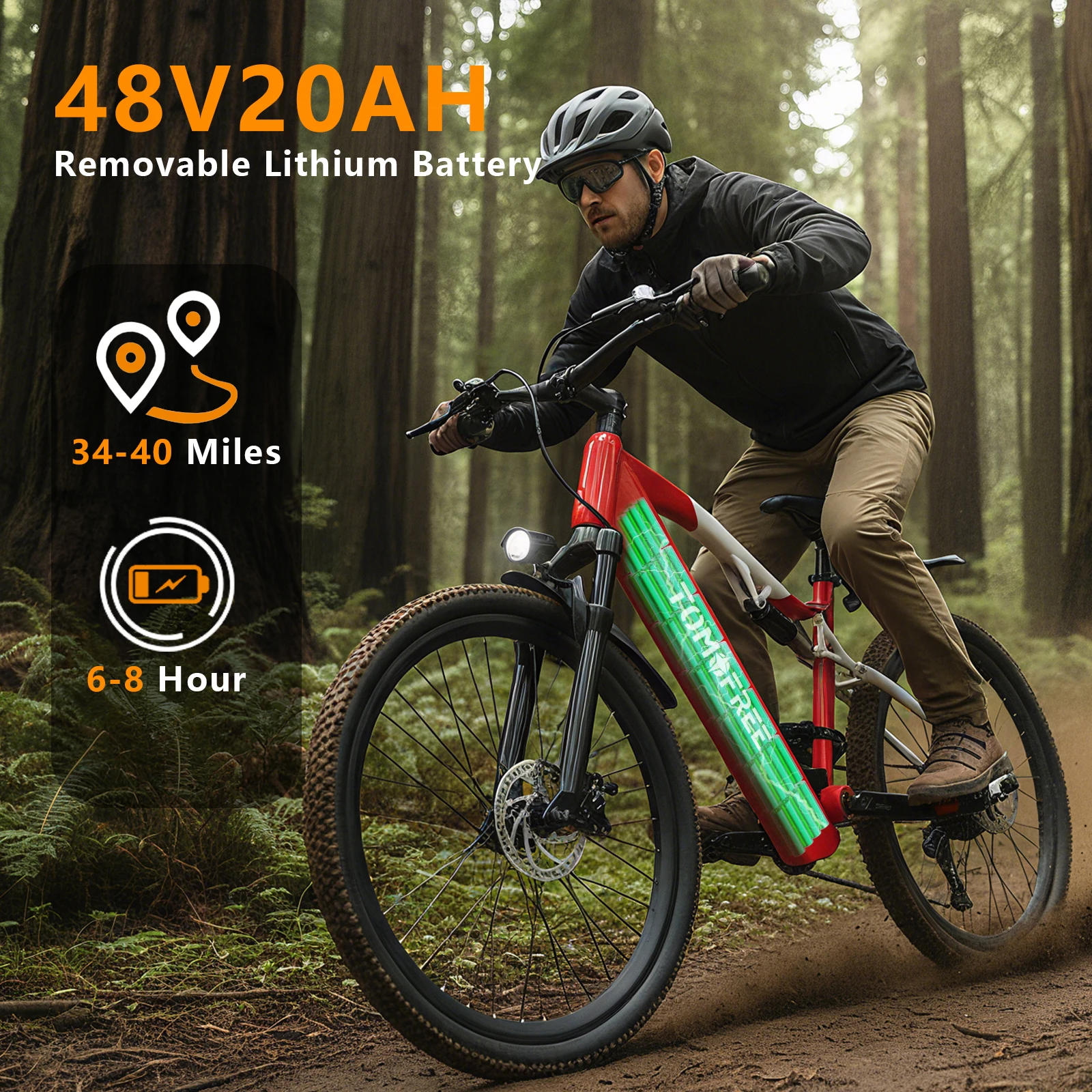 

Электровелосипед 1500 Вт XT90 | Аккумулятор высокой мощности 48В 20Ач, скорость 34 миль/ч, 20''X2 Внедорожный электровелосипед с 21 скоростью и двойными дисковыми тормозами