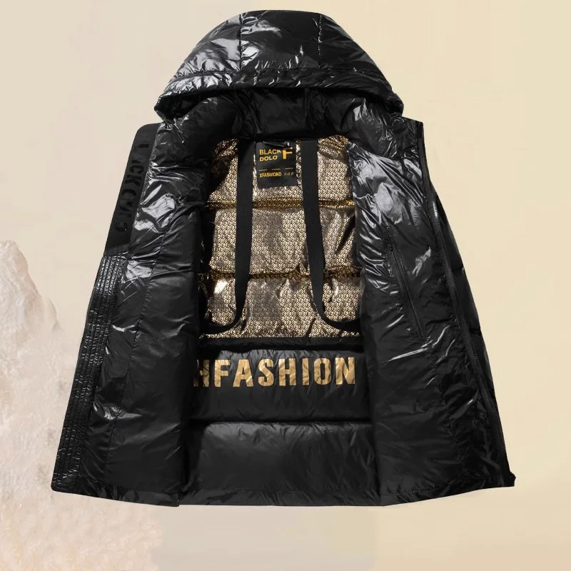 

Зимняя теплая куртка унисекс с капюшоном и золотистыми элементами, модная, с хлопковым утеплителем, для мужчин и женщин