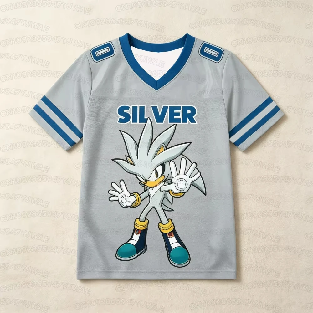 Sommer Kinder Jungen Mädchen Sonic Cartoon Print Kurzarm Sporttrikot Erwachsene Freizeit T-Shirt Tops Lässiges T-Shirt Oberteil – Detail 6