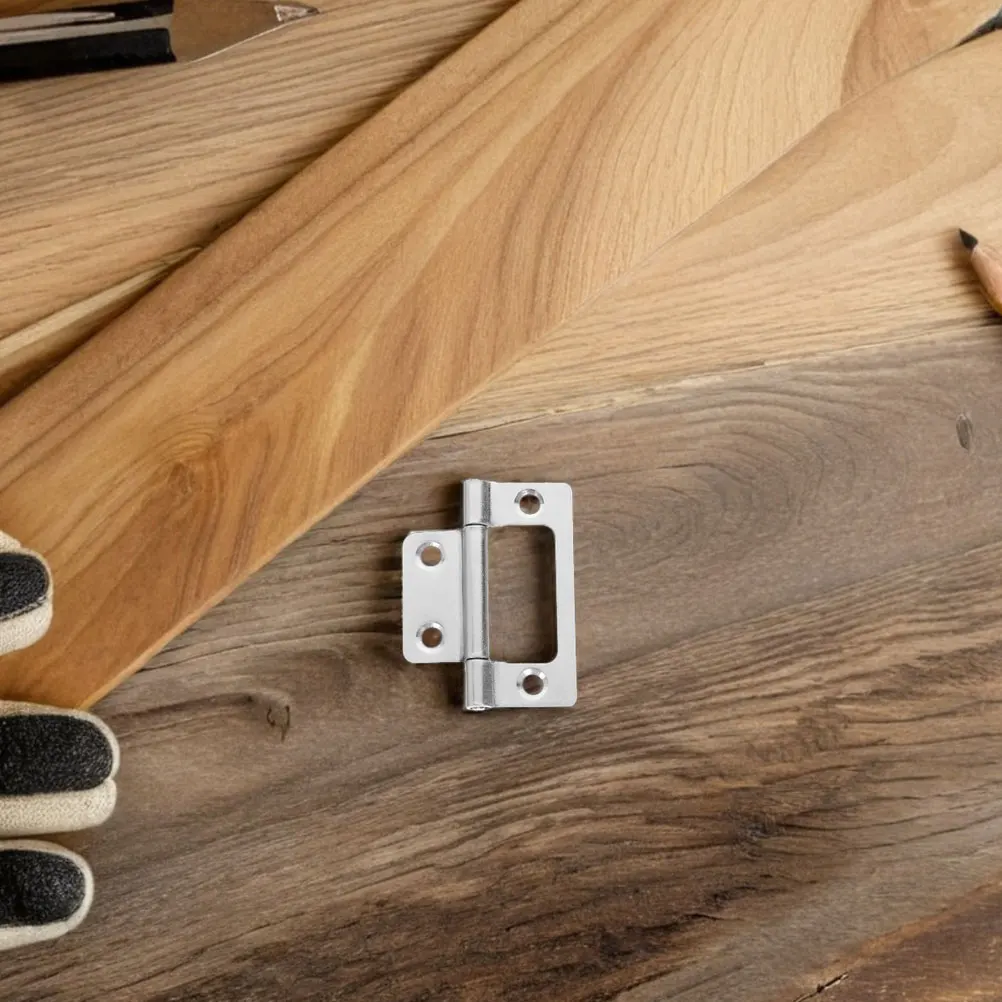 

12pcs Stainless Steel Silent Hinges Heavy Duty for Wardrobe Kitchen Cabinet Doors Flat Hinge Non Mortise Hardware