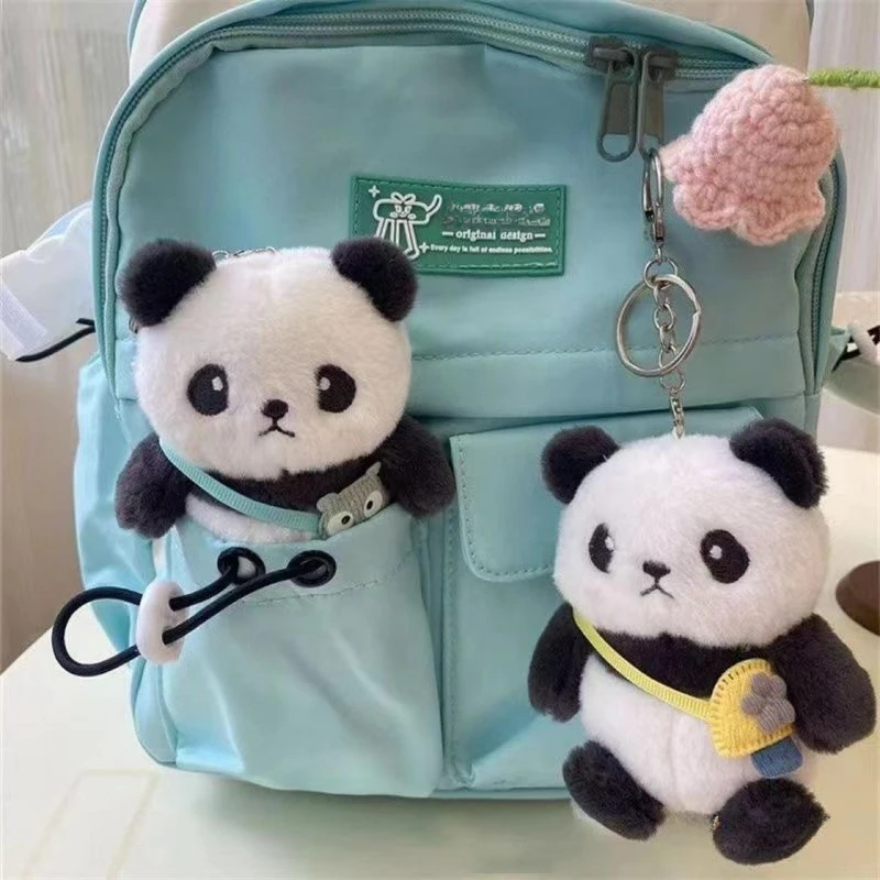 New Cartoon Plush Panda Keychain Student Schoolbag Pendant Satchel Panda Bag Doll Assembly Decoration Cute Keychain