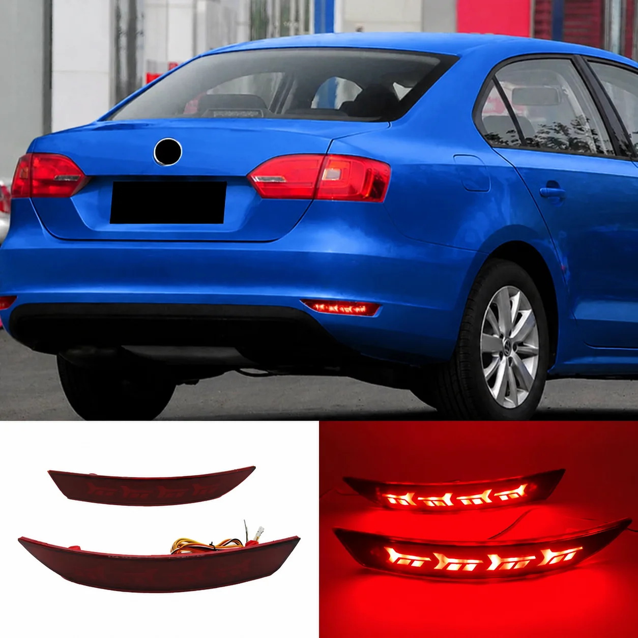 

For Volkswagen Sagitar 2012 2013 2014 Car Tail Driving Brake Turn Siganl Light 2PCS Led Rear Bumper Reflector Lights
