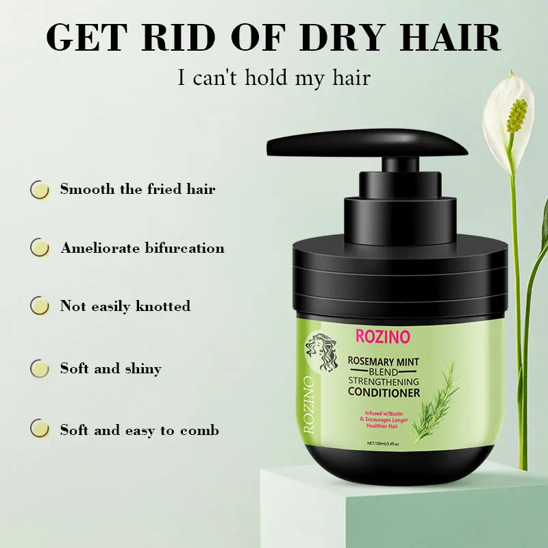 100ml Rosemary Mint Enhanced Leave-In Conditioner To Improve Hair Strength And Brightness, Make Hair Smooth And Smooth, Suitable