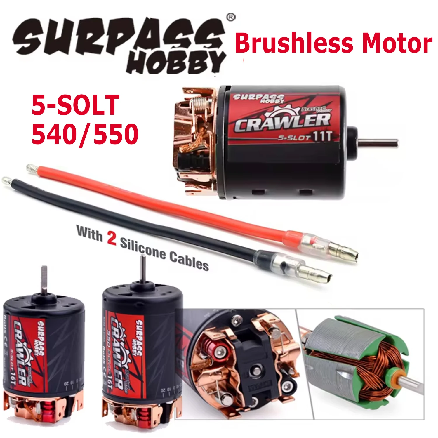 SURPASS HOBBY 540 550 Bürstenmotor 5-Slot 10T 11T 12T 13T 16T 20T für 1/10 1/12 RC Auto Traxxas SCX10 Climbing Crawler Autoteile