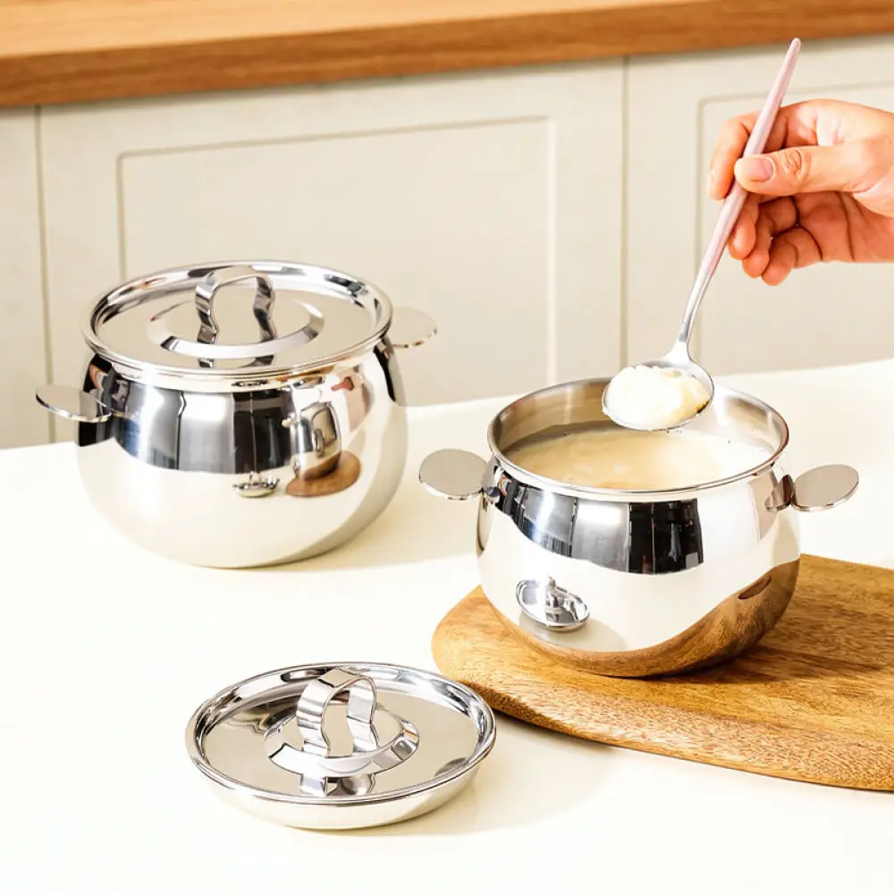 Kitchen Food Container 316 Stainless Steel Oil Canister Modern Minimalist Double Handles Grease Filter Pot