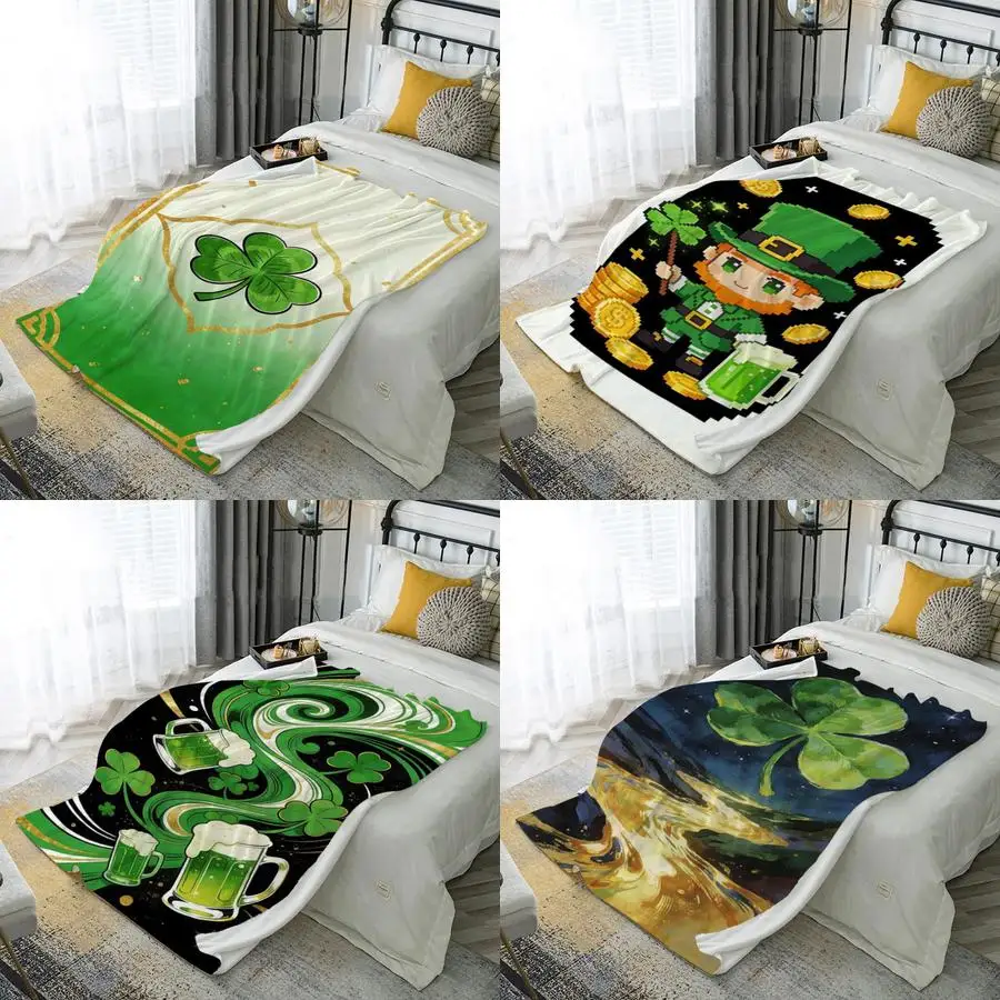 

Плед с изображением лепрекона, плед из микрофибры, фланелевый плед, плед для спальни, гостиной, дивана, мягкий и удобный, украшение для дома