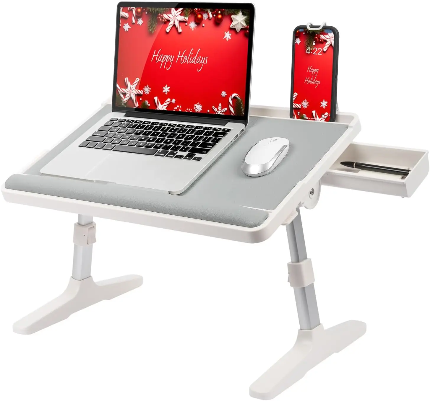 

Adjustable Laptop Bed Desk with Storage, Wrist Rest & Media Slot - Fits 17-Inch Devices