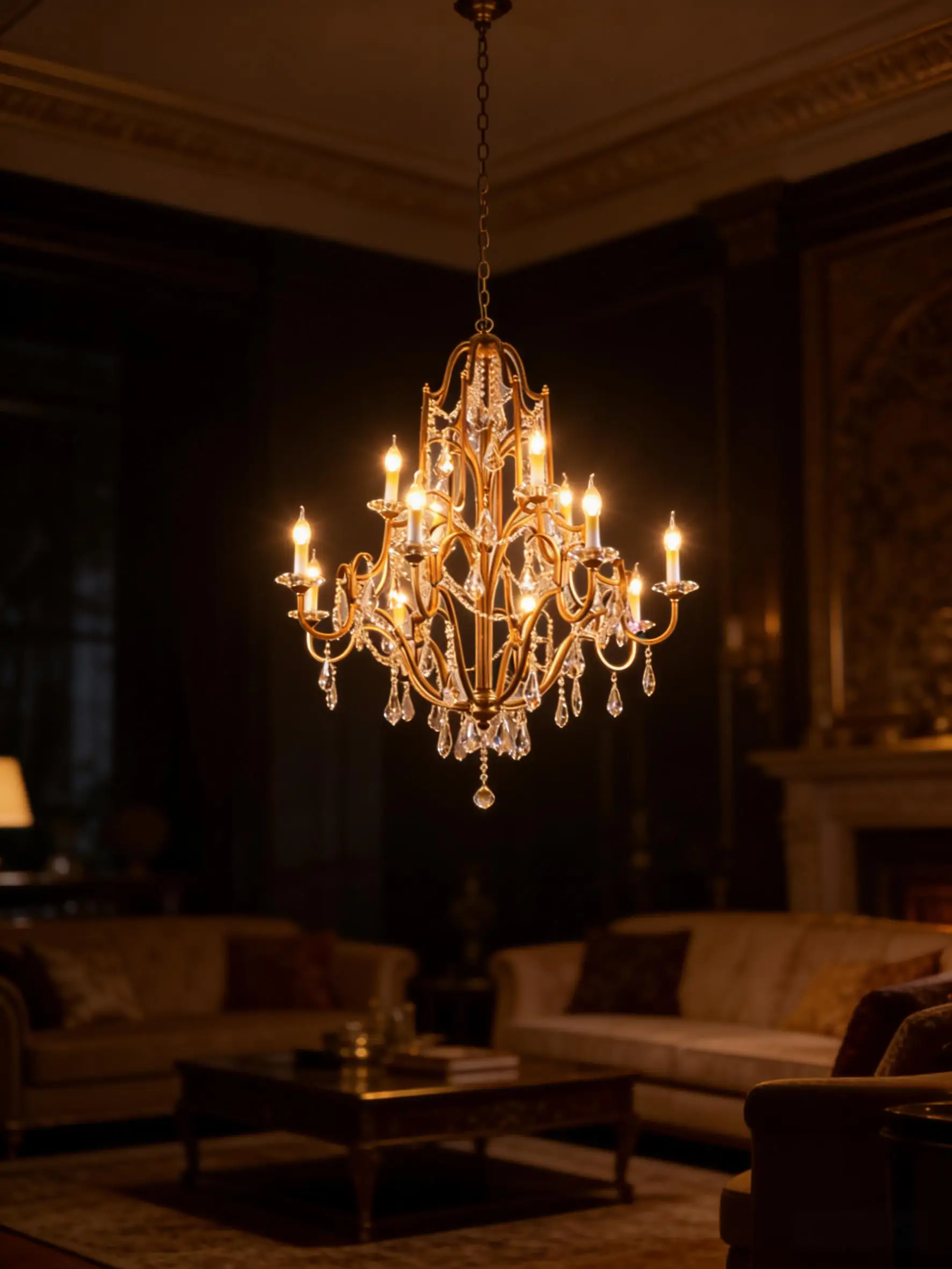 

Ретро-золотая хрустальная люстра, роскошные подвесные светильники, светодиодные люстры для дома