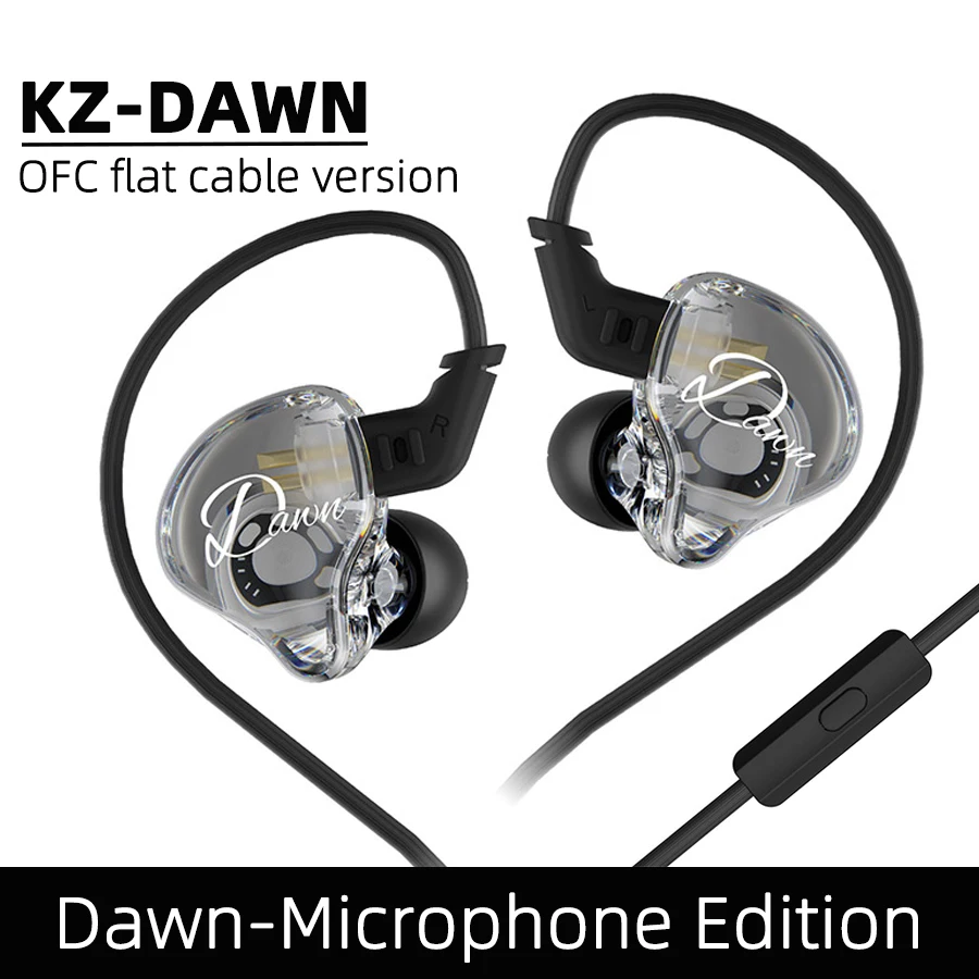 KZ Dawn HiFi-oortelefoon 10MM Dual Dynamic Drive Bass-oordopjes In-ear monitor Gaming Sport Muziek DJ Podium Ruisonderdrukking Hoortelefoon