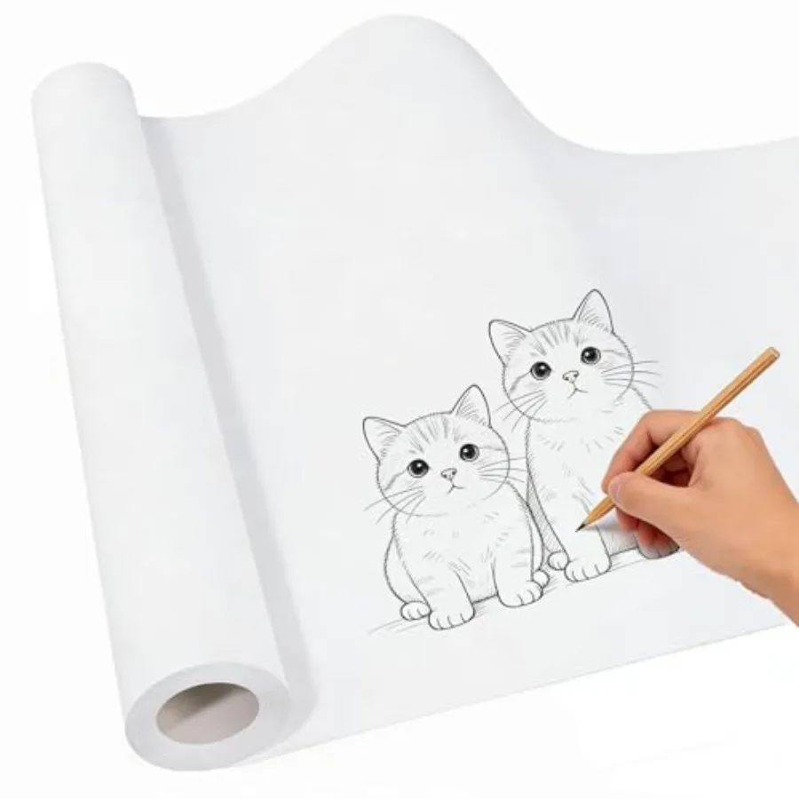 

White Drawing Paper Roll 12"×1181" Large Art Easel Paper Roll for Crafts, White Wrapping Paper, Kraft Bulletin Board Poster Ban