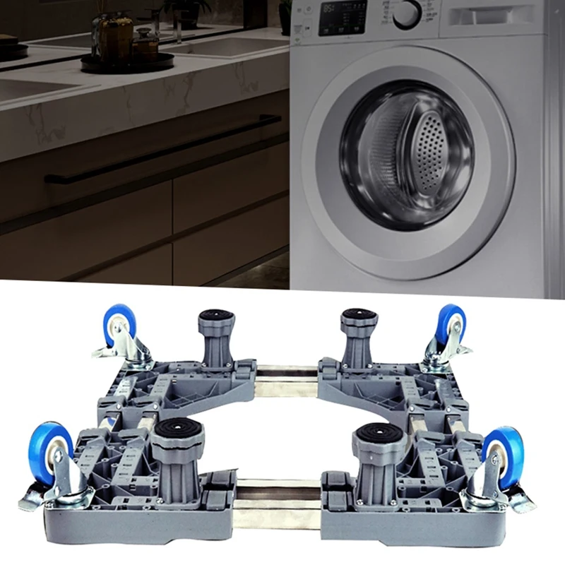 Washing Machine Base Dryer Holder Universal Mobile Base Anti-Vibrator Mobile Adjustable Base With Wheels For Dryer Refrigerator