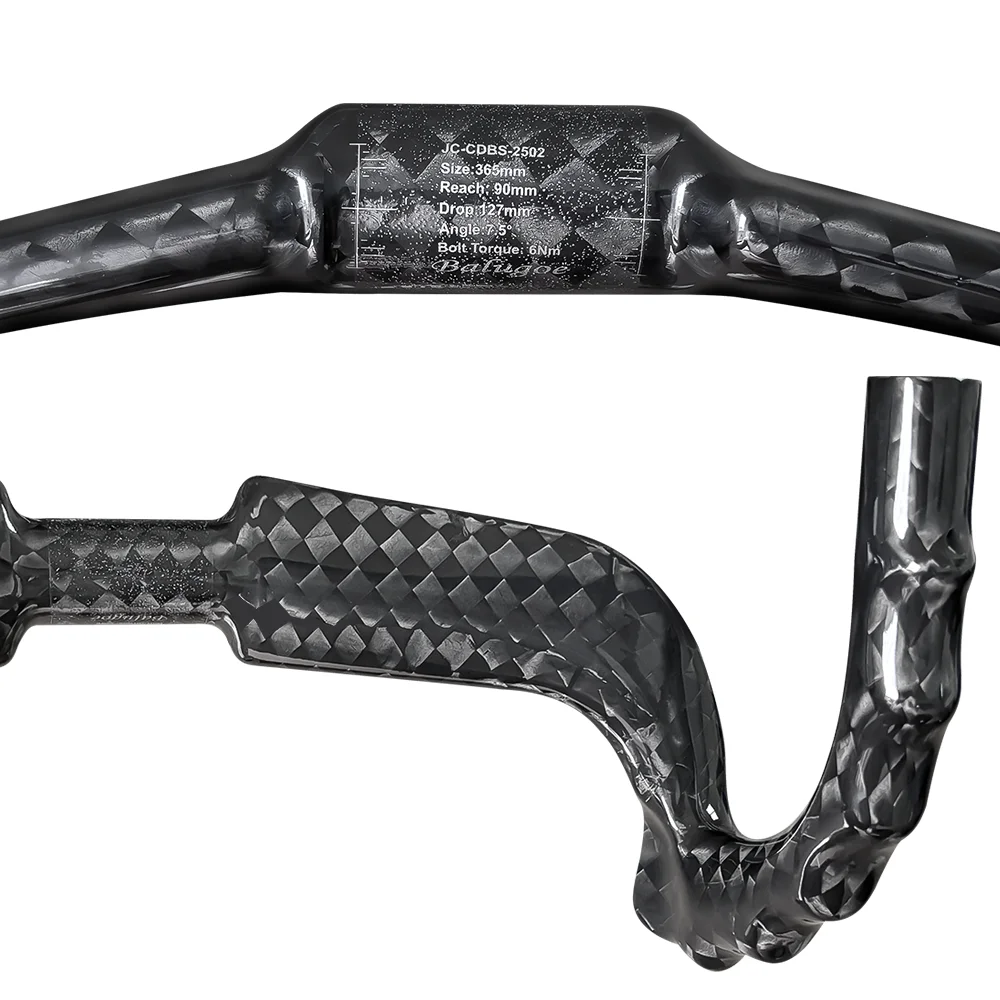 BALUGOE Carbon-Fahrradlenker für Rennrad, aerodynamischer Fahrradlenker, fest montierter Lenker, 12K, glänzend, 31,8 mm, Sport, UCI – Detail 12