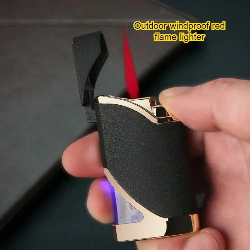

Ultra Thin Fashion Windproof Red Flame Butane Inflatable Lighter Mini Personalized Metal Cigarette Lighter Men's Gift 2026