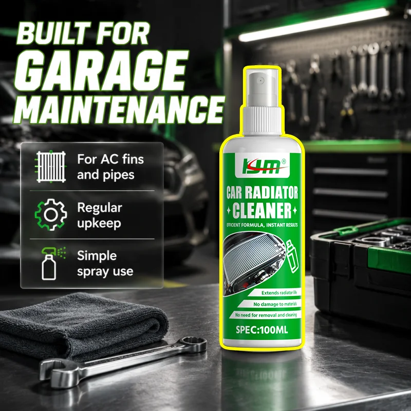KJM Auto Radiator Cleaner Spray Car Condenser Fin Cleaner Engine Bay Grille Dust Oil Stain Remover With Towel 100ml - view 6