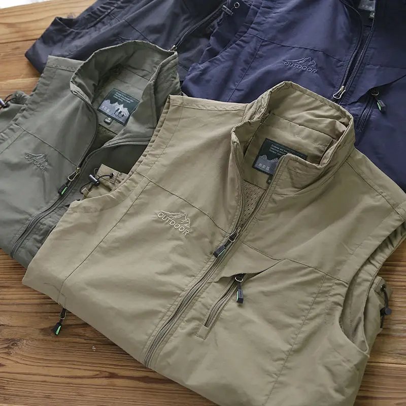 Stylish Collar Multi-Pocket Waterproof Breathable Quick-Dry Vest