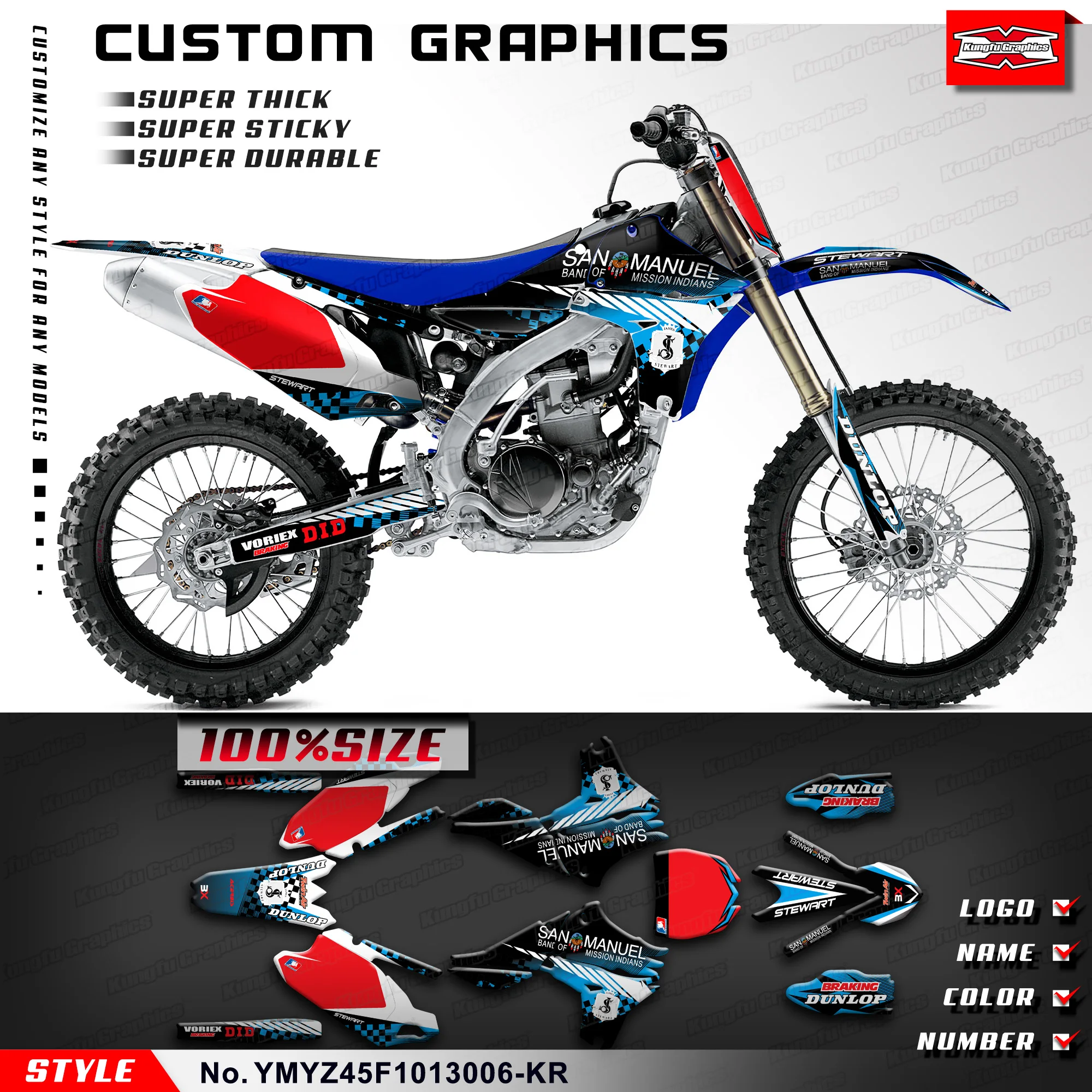 

KUNGFU GRAPHICS Dirt Bike Decals Custom Sticker Kit Complete Vinyl Wraps for Yamaha YZ450F 2010 2011 2012 2013 YMYZ45F1013006-KR