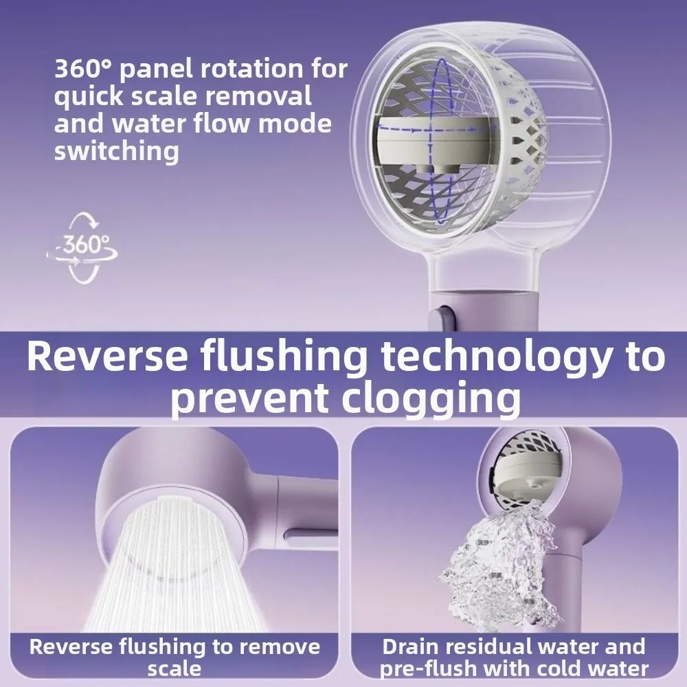 

Detachable Handheld Shower Head 3-Speed Adjustable Anti Blocking High Pressure Shower Large Flow Rainfall