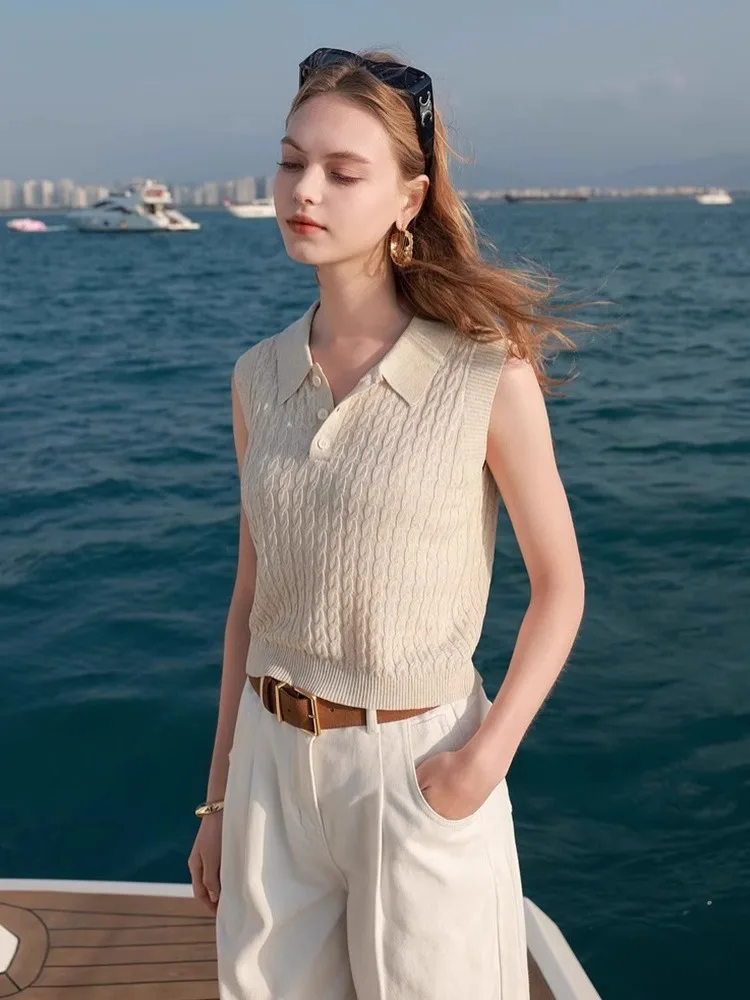 Maglione lavorato a maglia estivo pigro coreano Sle Pure Color Svel Overhead Faion Vest Pendolarismo Casual Loose Fit Button Detail