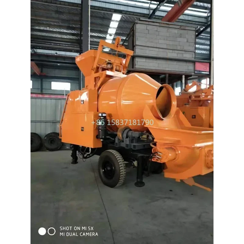 Trailer Mounted Concrete Mixing Pump Machine Concrete Pump Mixer Construction Small Concrete Mixer Delivery Pump for Cameroon